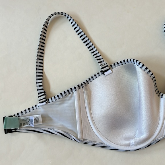 Panache Bikini Swim Top Removable Strap Black and White Stripes Size 34FF - Picture 5 of 12